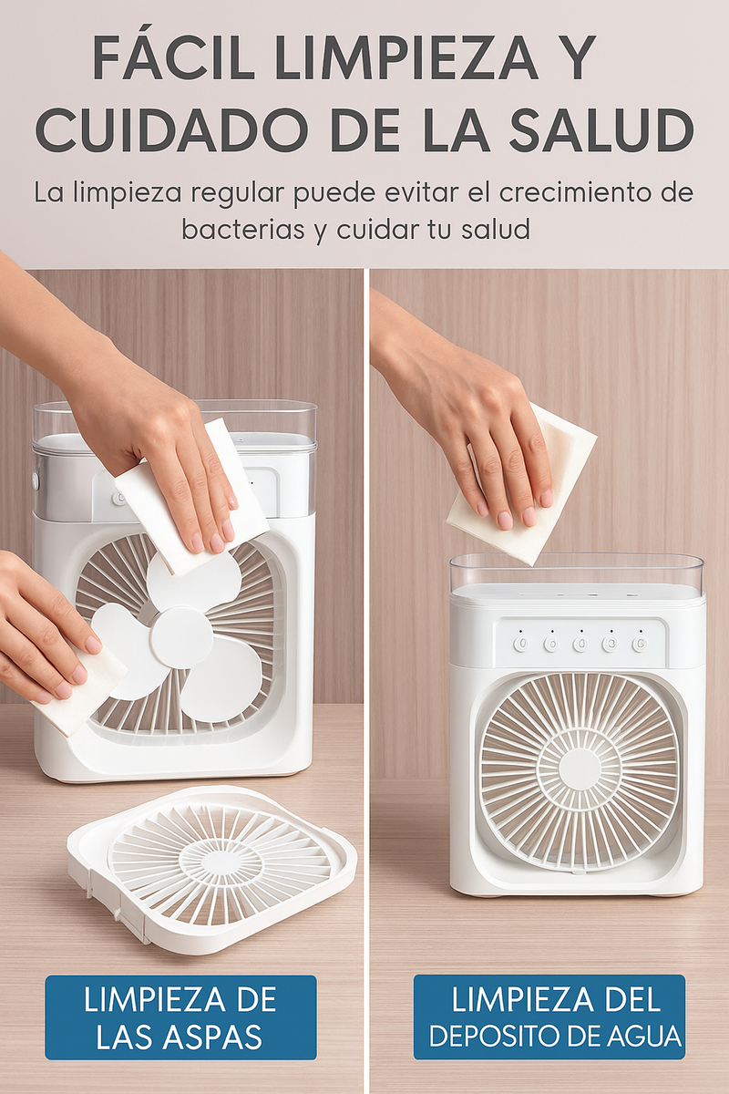 Ventilador Humidificador de Nebulización 4 en 1